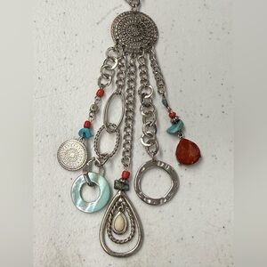 Ruby Rd. Silver-Tone Multi Charm Necklace with Turquoise and Coral Accents